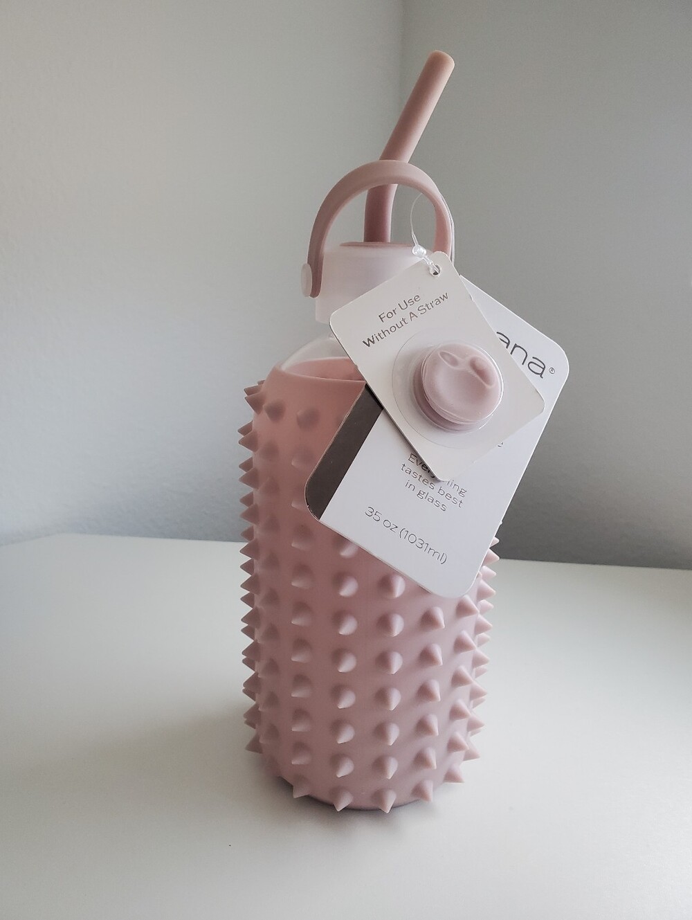 Pink Spike Glass Water Bottle